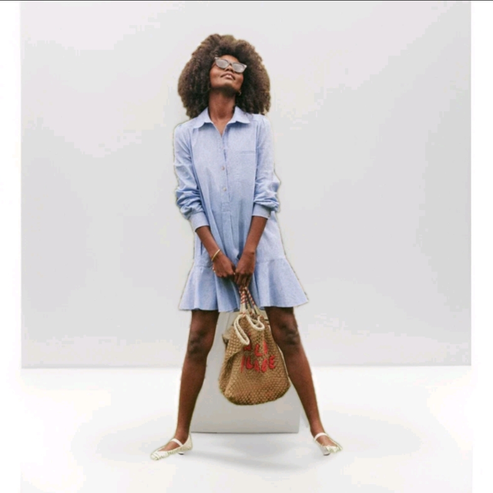 Tuckernuck Light Blue Button-Down Mini Dress